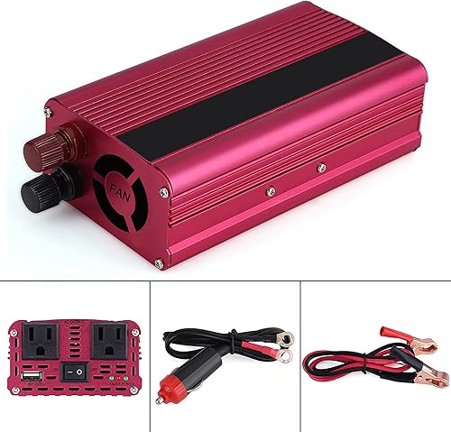 Miniatura 2 de Inversor de corriente para automóvil de 1500 W, adaptador de convertidor de coche de 12 V CC a 110 V CA con puerto USB dual de 3.1 A y salidas de CA
