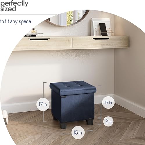 Miniatura 638 de Otomana plegable para dormitorio o sala de estar, con contenedores de almacenamiento, reposapiés para el extremo de la cama, soporta hasta 660 lb,