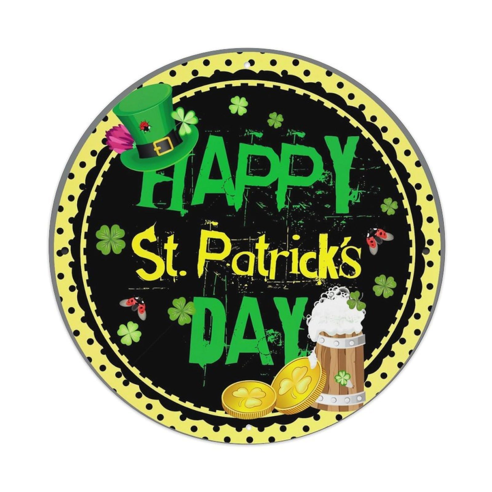 Jdyansheng Vintage Happy St Patricks Day Print Tin Sign Metal Poster Metal Signs For Home Man Cave Bar Cafe Kitchen Laundry Room Wall Decorations 8X8 Inches
