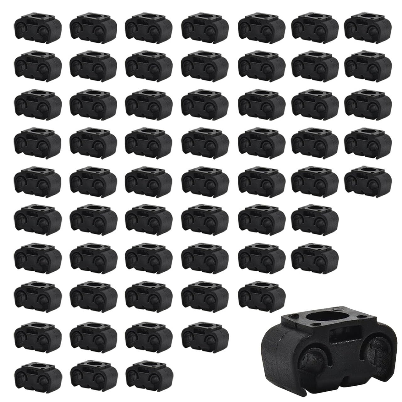 Lot De 50 Clips De Tuyau De Frein En Nylon Noir – Double Trou, Compatible VW Audi Et Autres