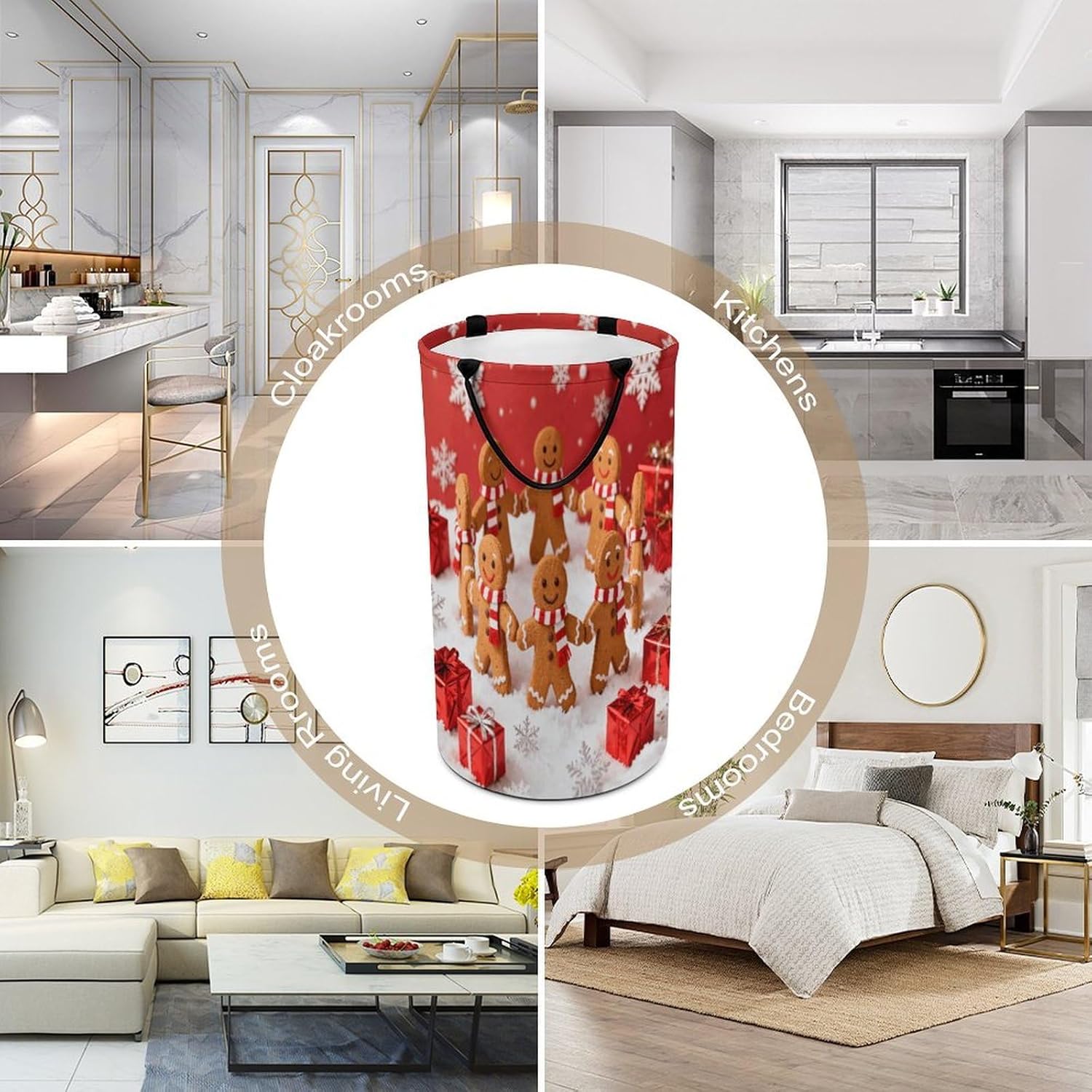 Christmas Red With Gingerbread Man Laundry Hamper Large Narrow Clothes Hampers Laundry Baskets with Both Sides Handles Waterproof Collapsible Clothes Storage Basket for Bedroom Travel