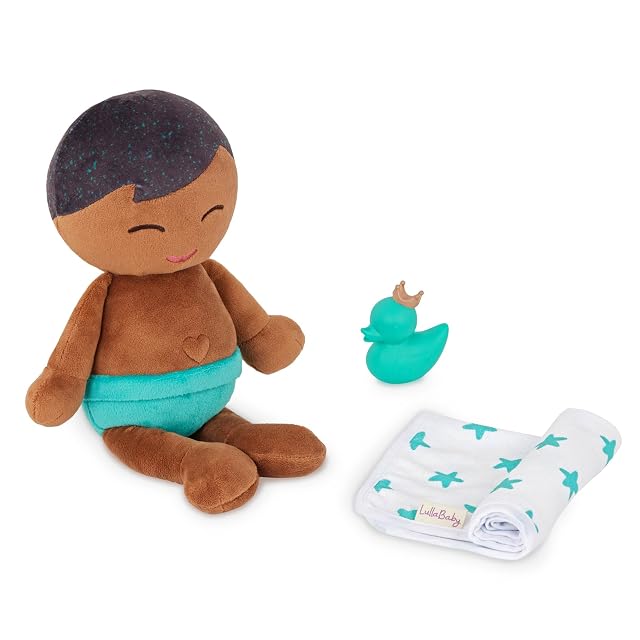 LullaBaby muñeco de baño Lavable con Cabello castaño Oscuro