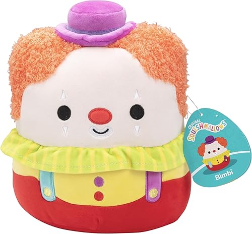 Squishmallows Bimbi The Clown original de 8 pulgadas – Peluche oficial de Jazwares – Juguete coleccionable suave y esponjoso de payaso – Añádelo a