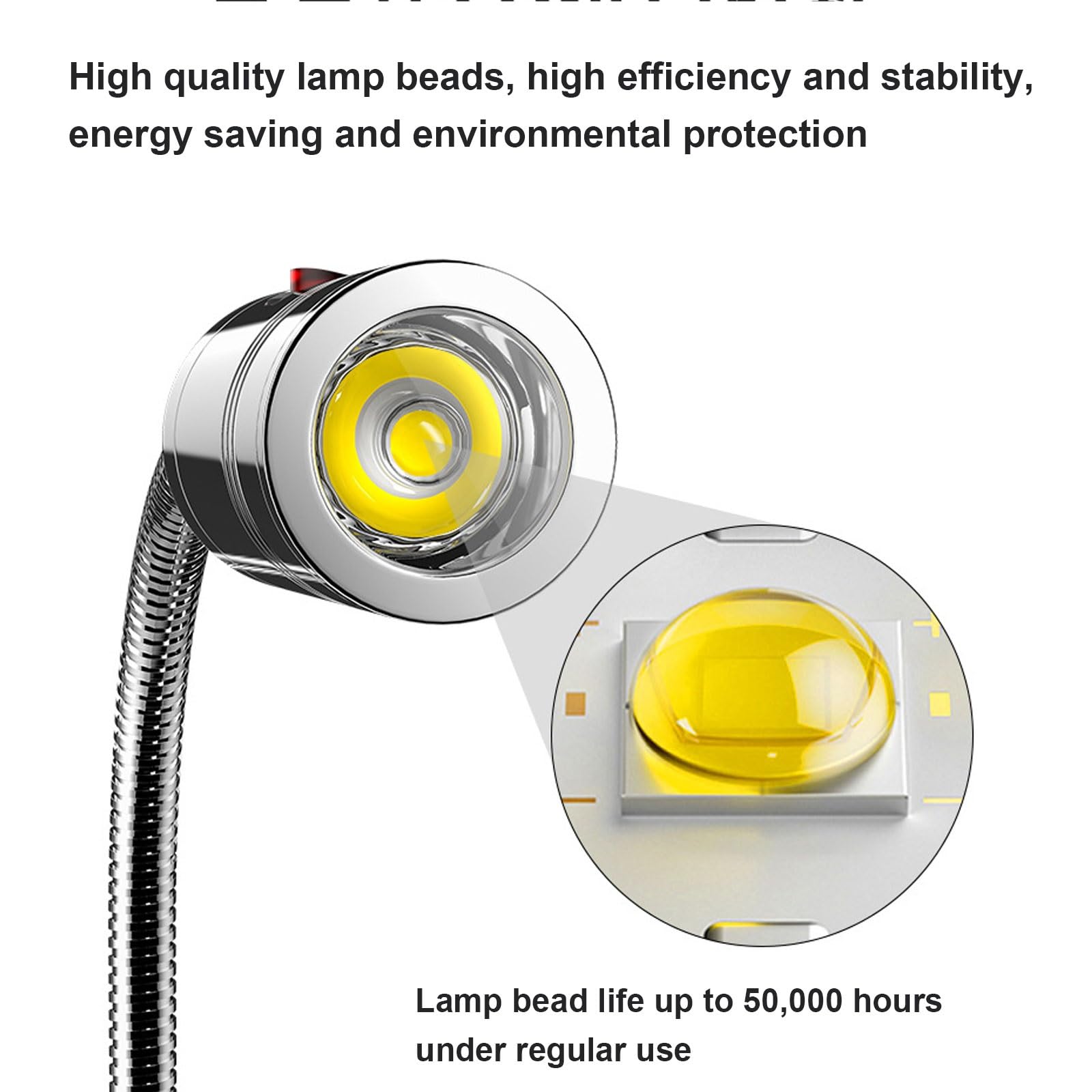 Fockety Lampada Da Lavoro LED Magnetica 5W Con Collo D'oca Flessibile | Base Magnetica Rotonda Per Officina, Tornio E Macchinari | 220V