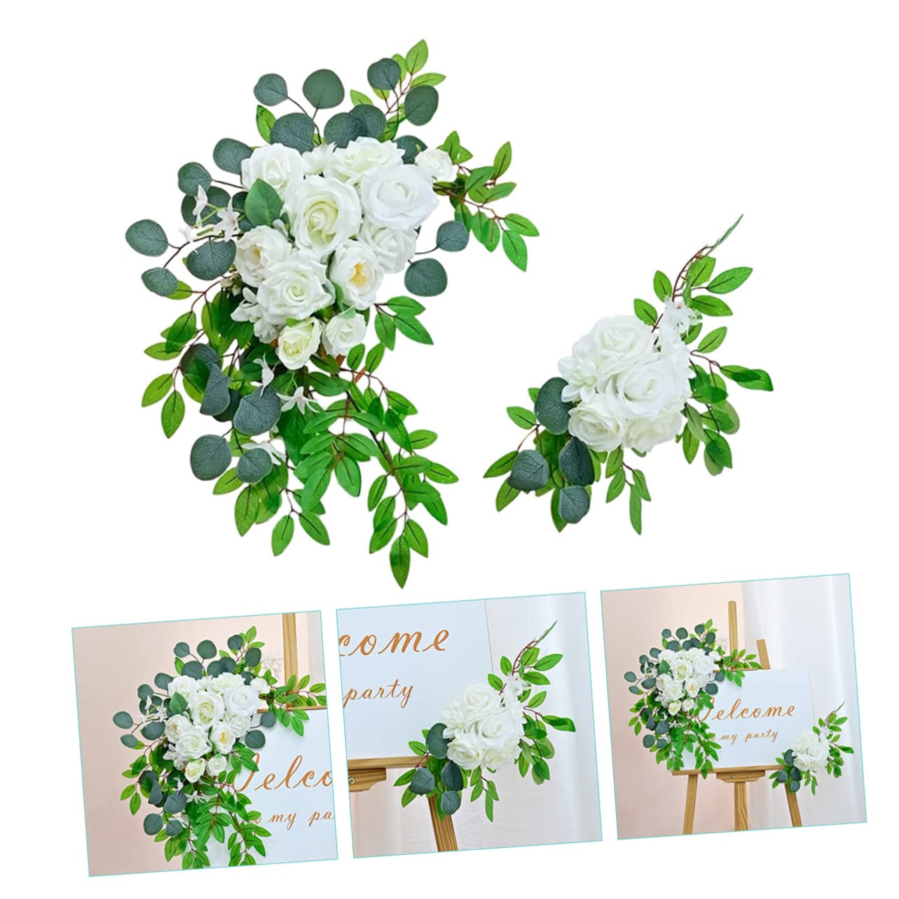 Ciieeo Blumenbogen Hochzeitsdekorationen für Empfang 1 Satz Seidenstoff | Zeremonie und Hintergrund, Künstliche Blumen mit Lebendigem Look, Langlebige Deko für Bouquet und Schild