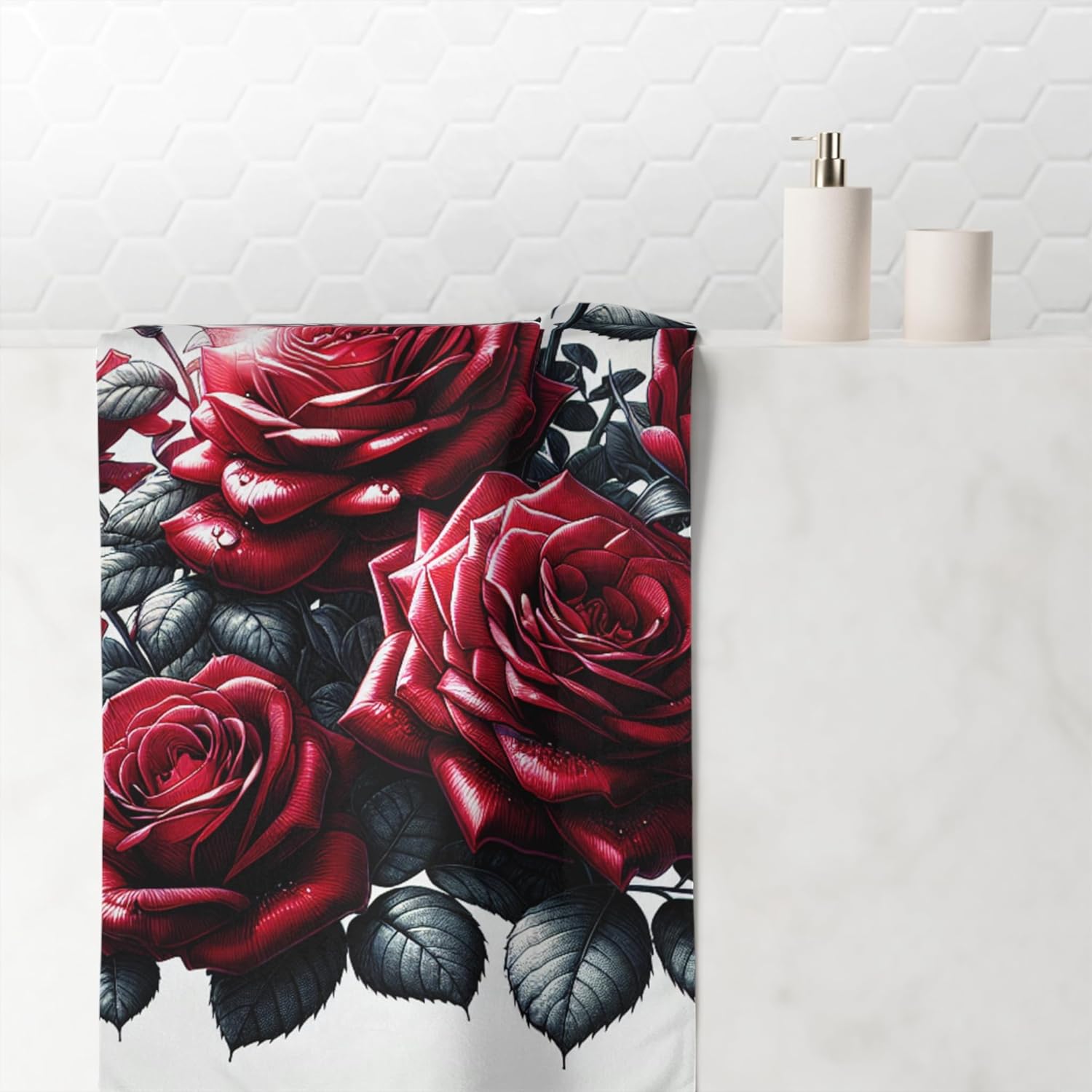 Towel, Red Rose Design