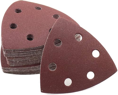 Miniatura 18 de Utoolmart Papel de lija para detalles, papel de lija triangular, almohadillas de lijado de gancho y bucle, multiherramienta oscilante triangular, 15