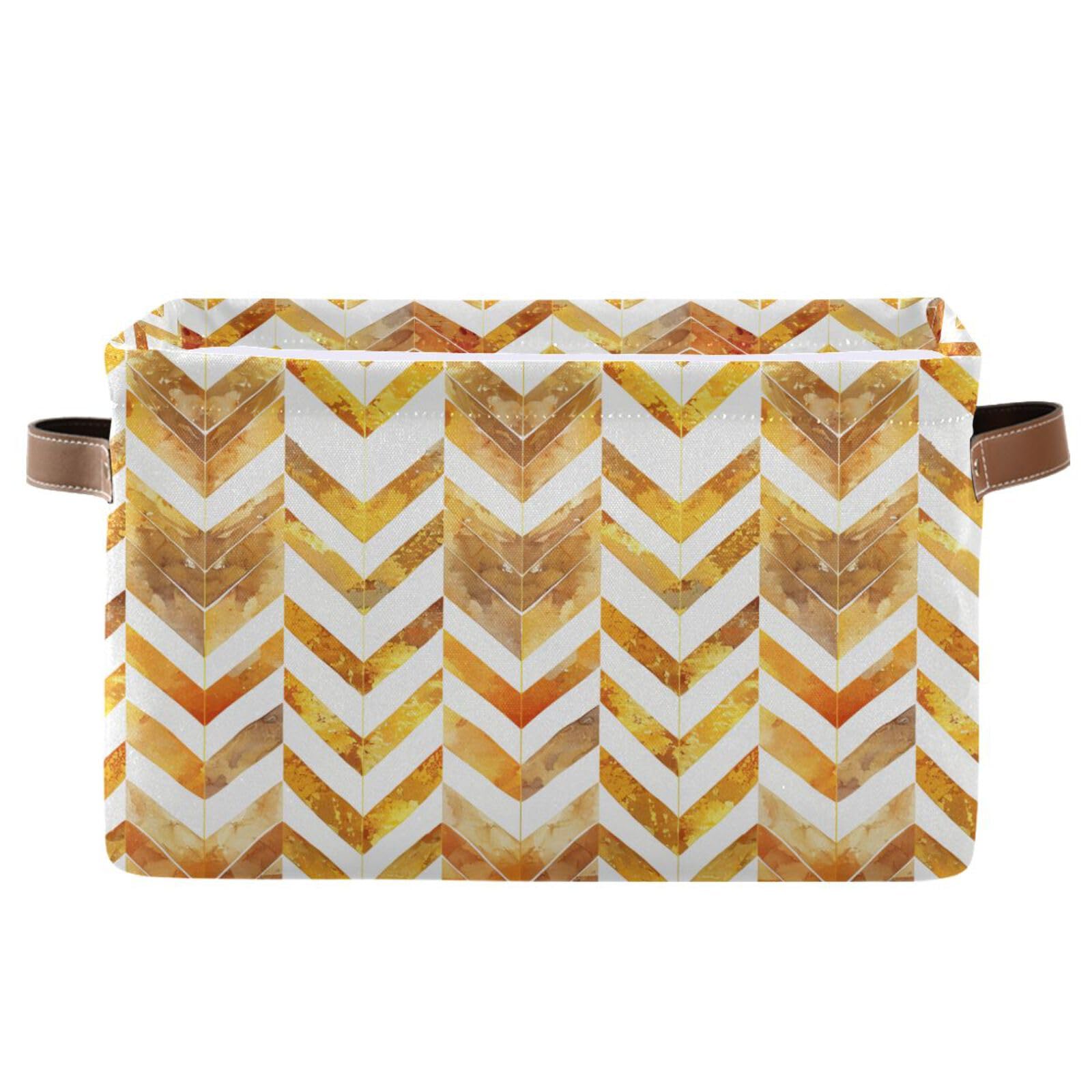 Panier de rangement à chevrons dorés pour organiser vos espaces