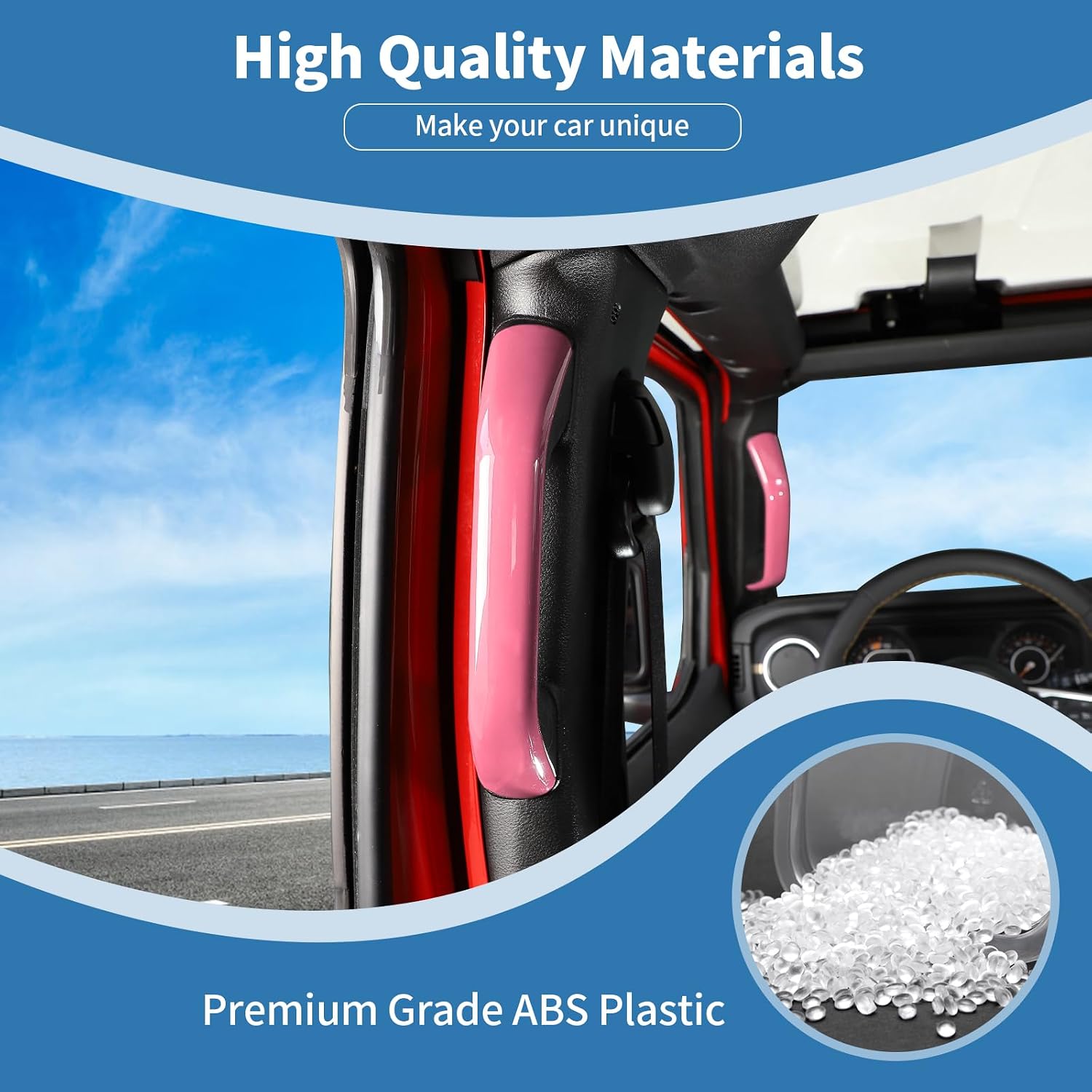 for 2024 Jeep JL A&B Pillar Grab Handle Trim Cover Compatible with Jeep Wrangler JL JLU Gladiator JT 2024 Pink Interior Accessories 4 pcs