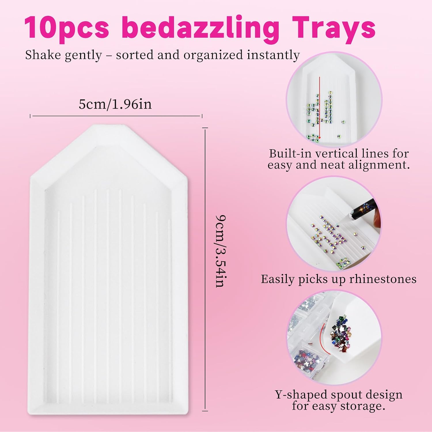 10 Pcs Wax Pencil for Rhinestones with 10 pcs Diamond Art Trays for Sort Bedazzling, High-Adhesion Rhinestone Picker Tools for Resin Gems, Sharpener & Tweezers, Bedazzling Tools for Art Crafts