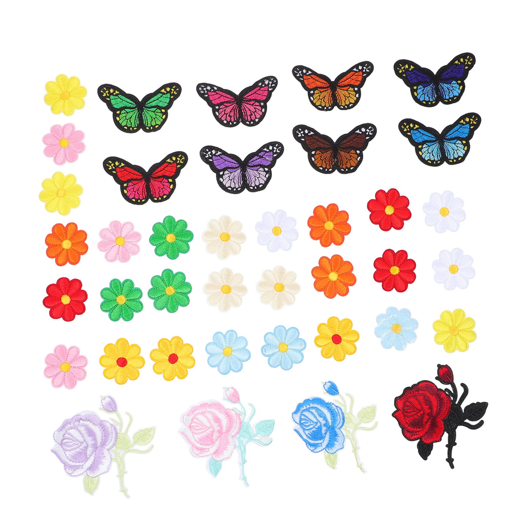 Patchs brodés papillon rose Lurrose mercerie créative écusson à coudre