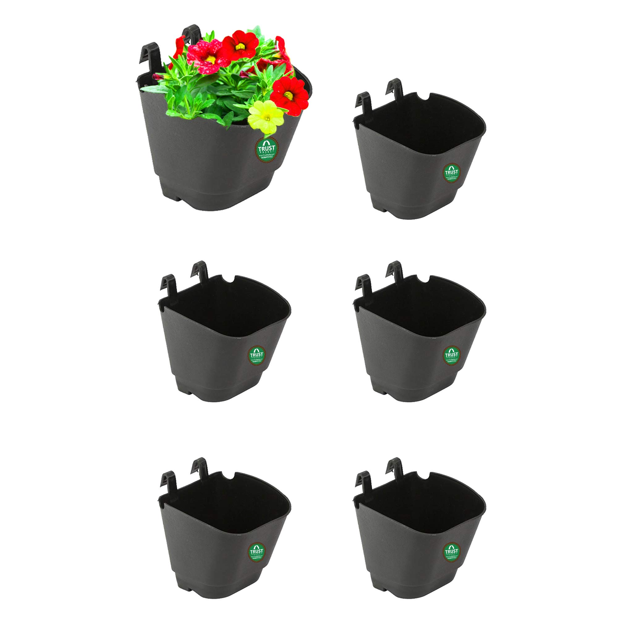 TrustBasket Set of 6 Vertical Gardening POTS/PLANTERS(Small) - Black | | Plastic Vertical Wall Hanging Pouches for Home & Outdoor Balcony Garden Decor |Wall Hanging Pouches for Grills (B07N684HDL) Amazon Price History, Amazon Price Tracker