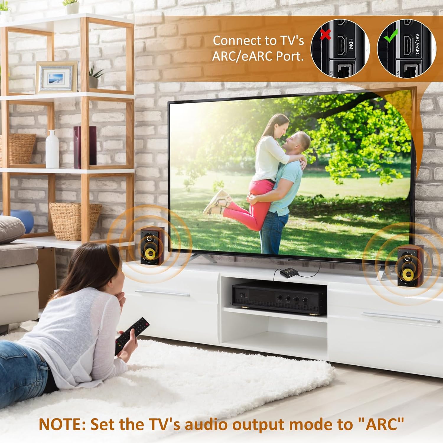 eARC Audio Extractor, eARC Audio Converter to HDMI Optical/SPDIF L/R 3.5mm AUX Sound Extractor, HDMI eARC/ARC to Optical Audio Adapter, for TV to Non-ARC Sound System Soundbar Speaker Amplifier