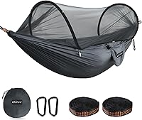 Vista 8 de Chihee - Hamaca ultraligera de camping para viajes, con red emergente, capacidad de carga de 299 kg, de nailon paracaídas transpirable y de secado