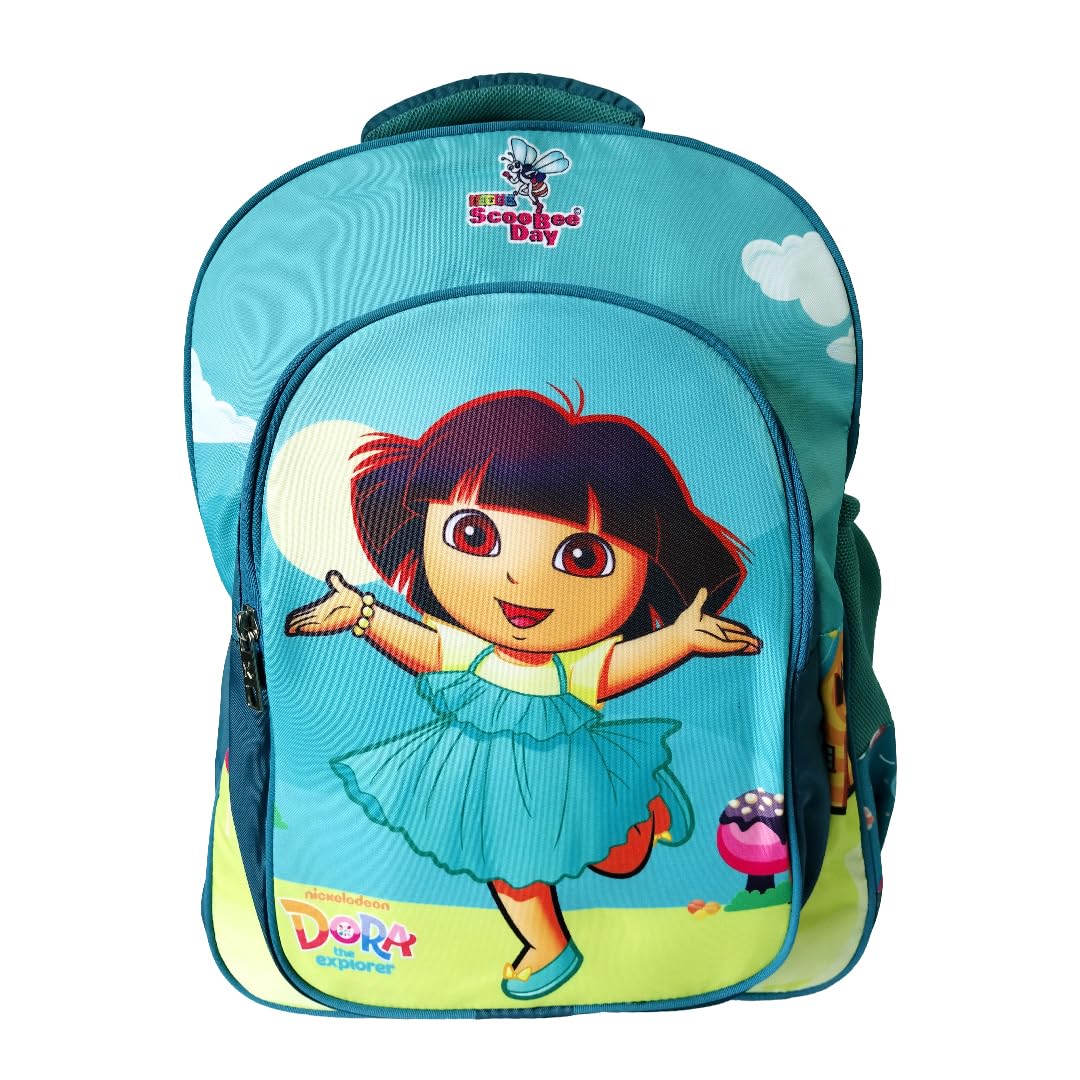 Scoobee Day CB 403 DORA Print Large Size School Bag for Girls | 26 Liter Capacity| 3 Compartment Back Pack| Sky Blue Colour
