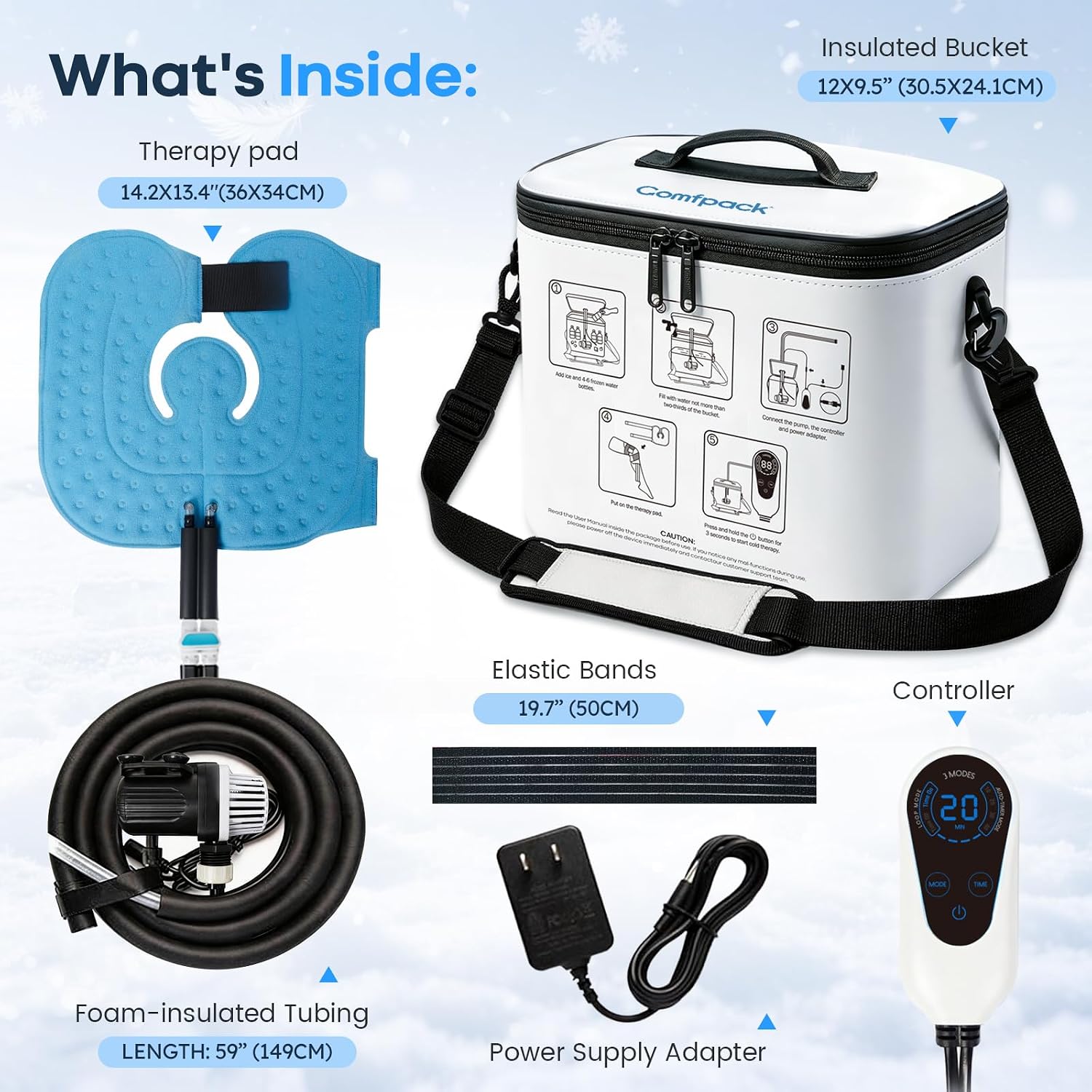 Comfpack Ice Machine for Knee After Surgery with Programmable Timer | Quiet Pump Cold Therapy Machine, Cold Water Circulation System for ACL Rotator Cuff, Hip Surgery Recovery