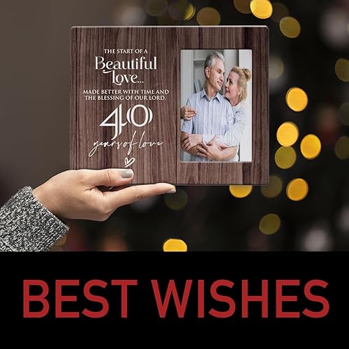 Miniatura 6 de Marco de fotos de 40 aniversario, 40 aniversario de boda para ella, él, pareja, marido, esposa, feliz 40 aniversario, decoraciones para pared,