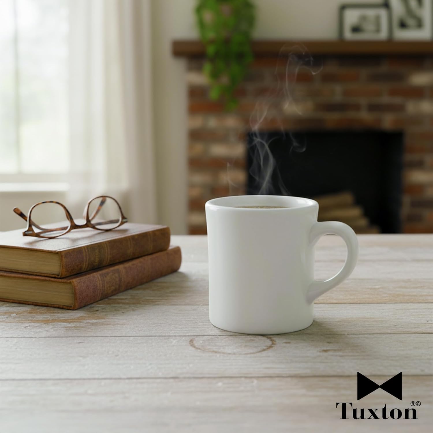 Tuxton China BWM-090B Diner Mug, 9 oz., 3-3/8" Diameter x 3-3/4"H, Microwave and Dishwasher Safe, Oven Proof, Fully Vitrified, Ceramic, DuraTux, White, Pack of 24