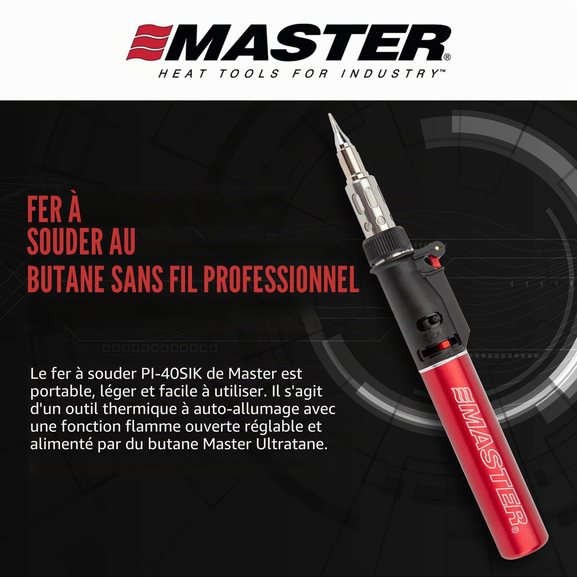 Master Appliance PI-40SiK Kit de fer à souder professionnel au butane - Portable, sans fil avec température réglable pour l'électronique, la soudure, l'artisanat