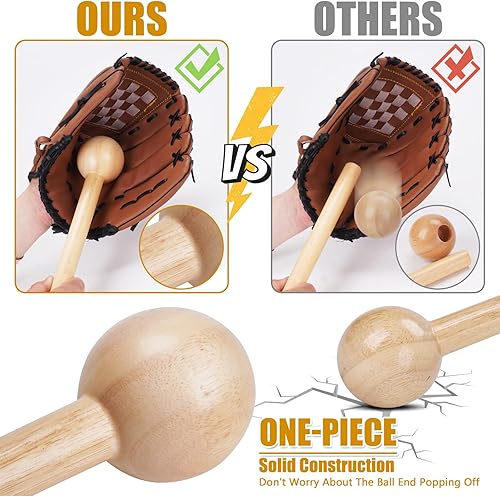 Miniatura 2 de Kit de guante de béisbol para hombres y adultos, mazo de guante de béisbol de estructura de una sola pieza, guantes de béisbol de madera, martillo