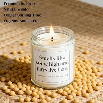 Gay Gifts for Men, Pride Gift for LGBTQ Boyfriend Husband Friend Brother, Funny Birthday Valentines Day Present Ideas - Lavender Scented Candle