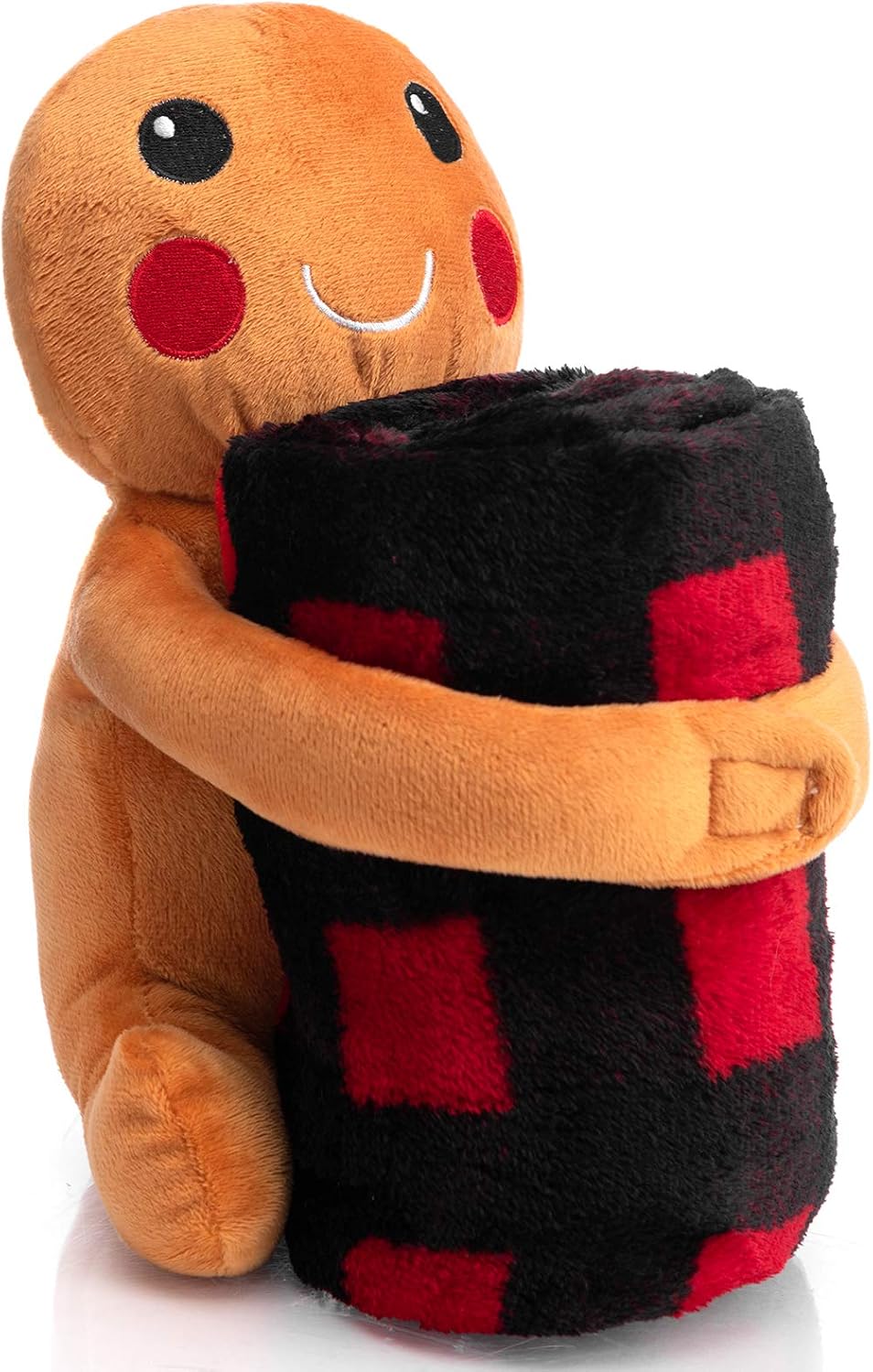 Hollypet Cute Soft Plush Pet Toy with 36x40 Inch Printed Flannel Pet Bed Blanket, Gingerbread Man