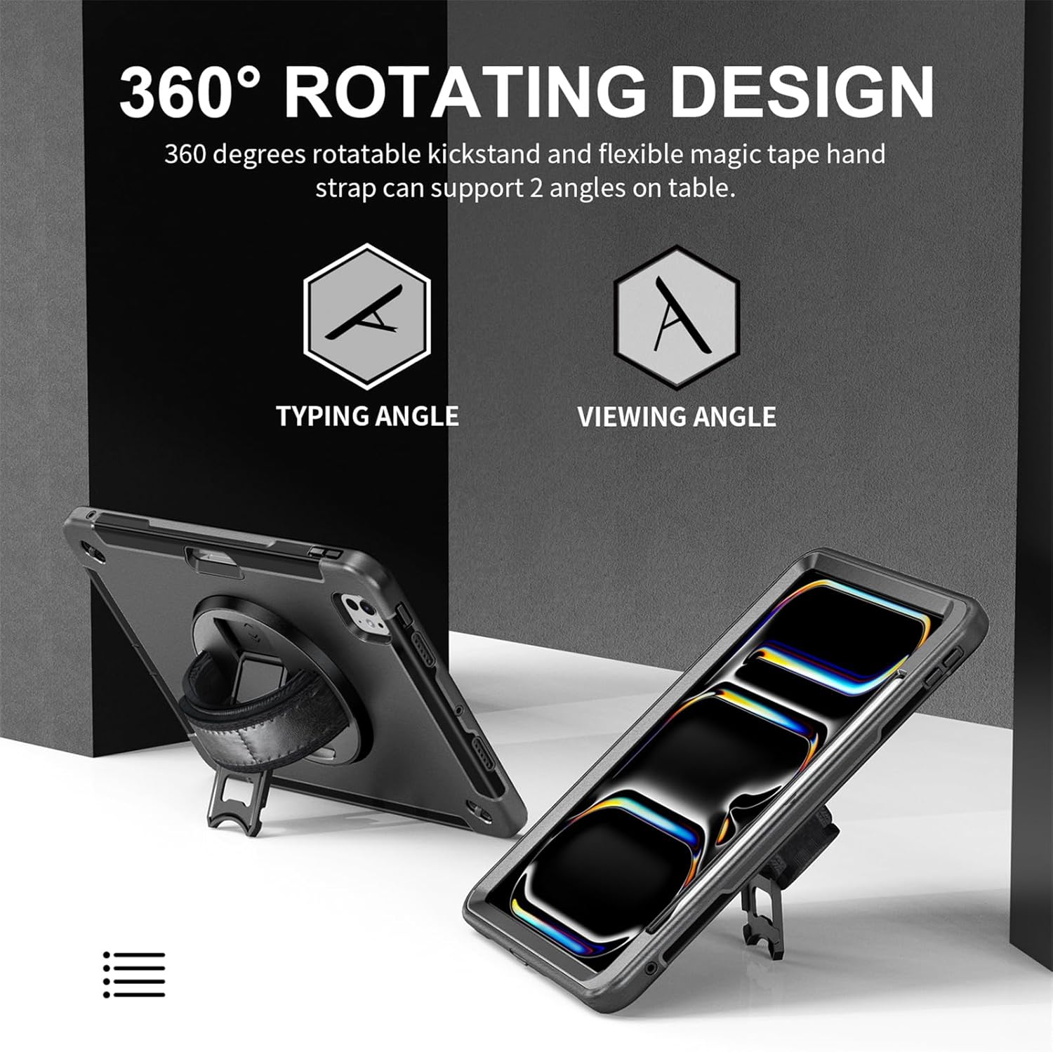 Case for iPad Pro 11-inch (2024 Released, M4, 5th Gen), Upgraded Full Body Heavy Duty Rugged Case with 360 Rotating Stand & Built-in Screen Protector & Shoulder Strap