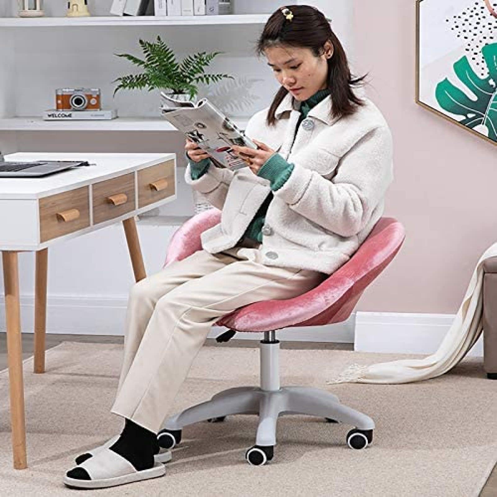 フラワーデザイン ベルベット デスクチェア 楽天市場】ピンク（オフィスチェア｜オフィス家具）：インテリア・寝具 ピンク デスクチェア