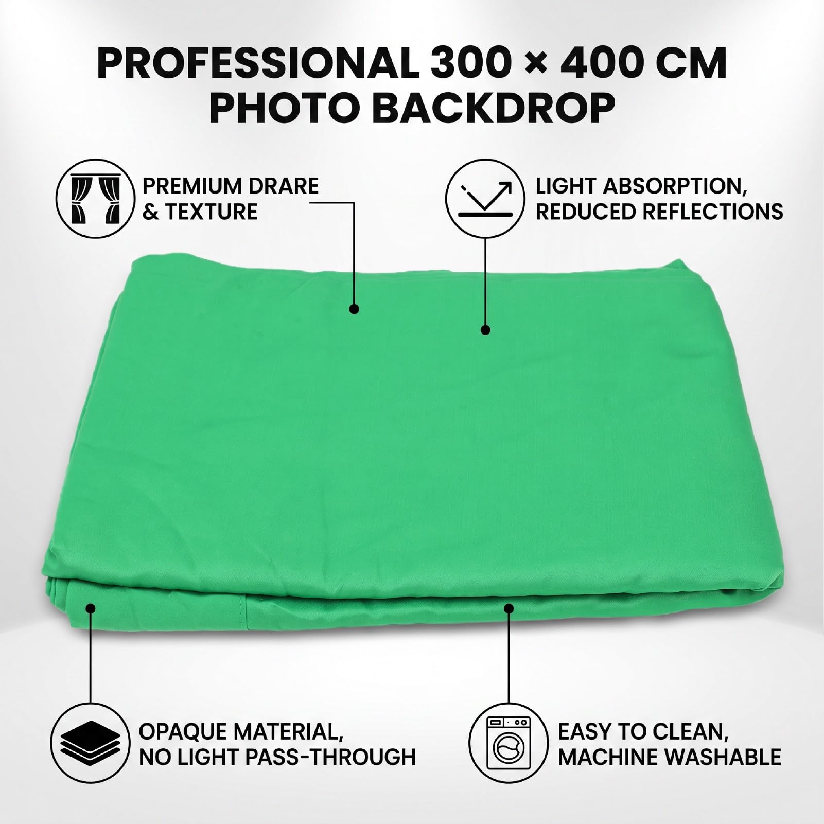 Sfondo Fotografico Pieghevole, Fondale Opaco in Poliestere (GREEN) | Fondale Fotografico in Poliestere, per Ritratti e Streaming, Pronto Chroma Key