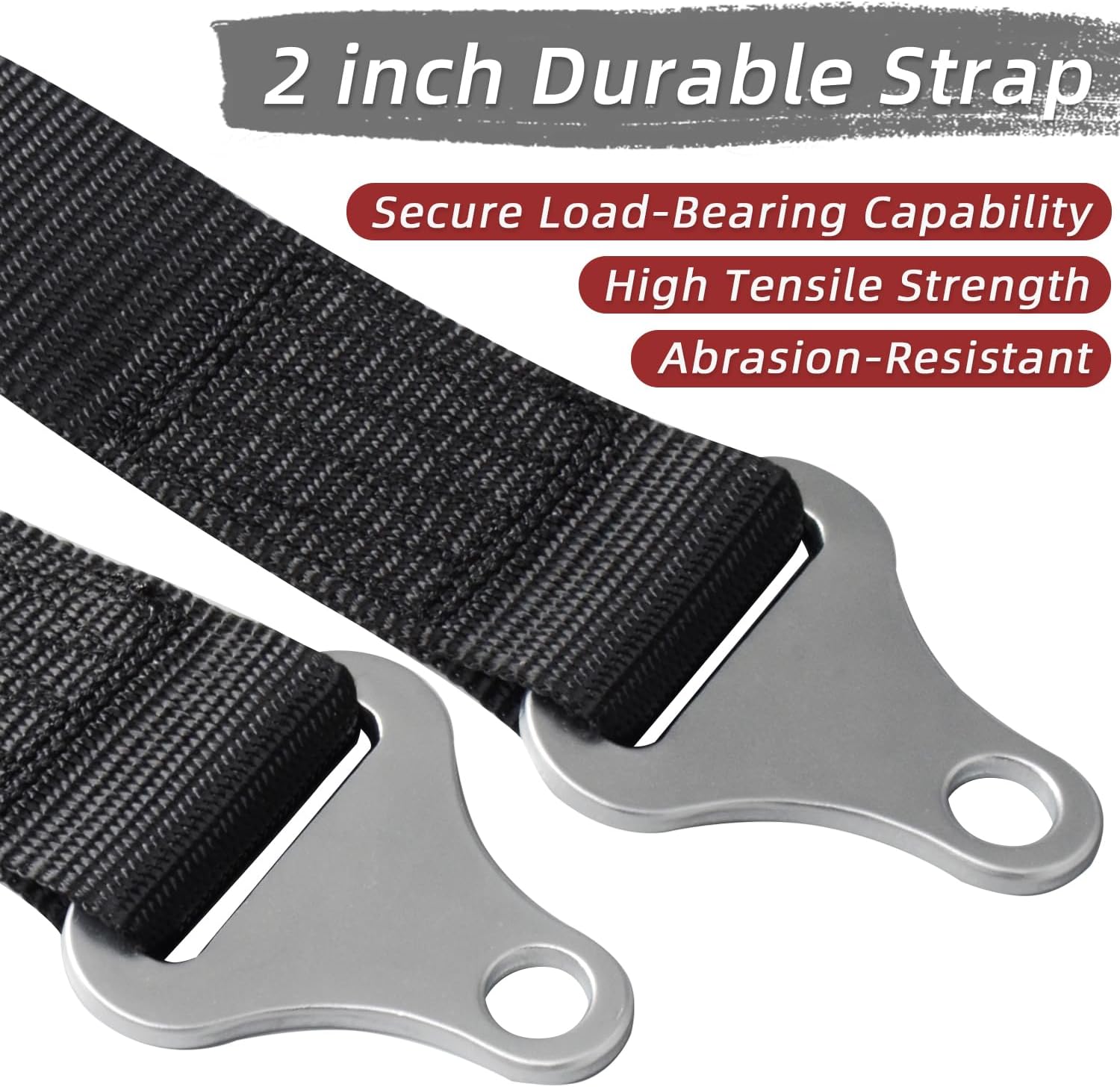 4 Point Harness Heavy Duty Buckle Upgraded 2 Inch Black Straps Compatible with Polaris Can Am Off-Road SxS UTV with Ventilated Memory Foam Padding 2 Pack