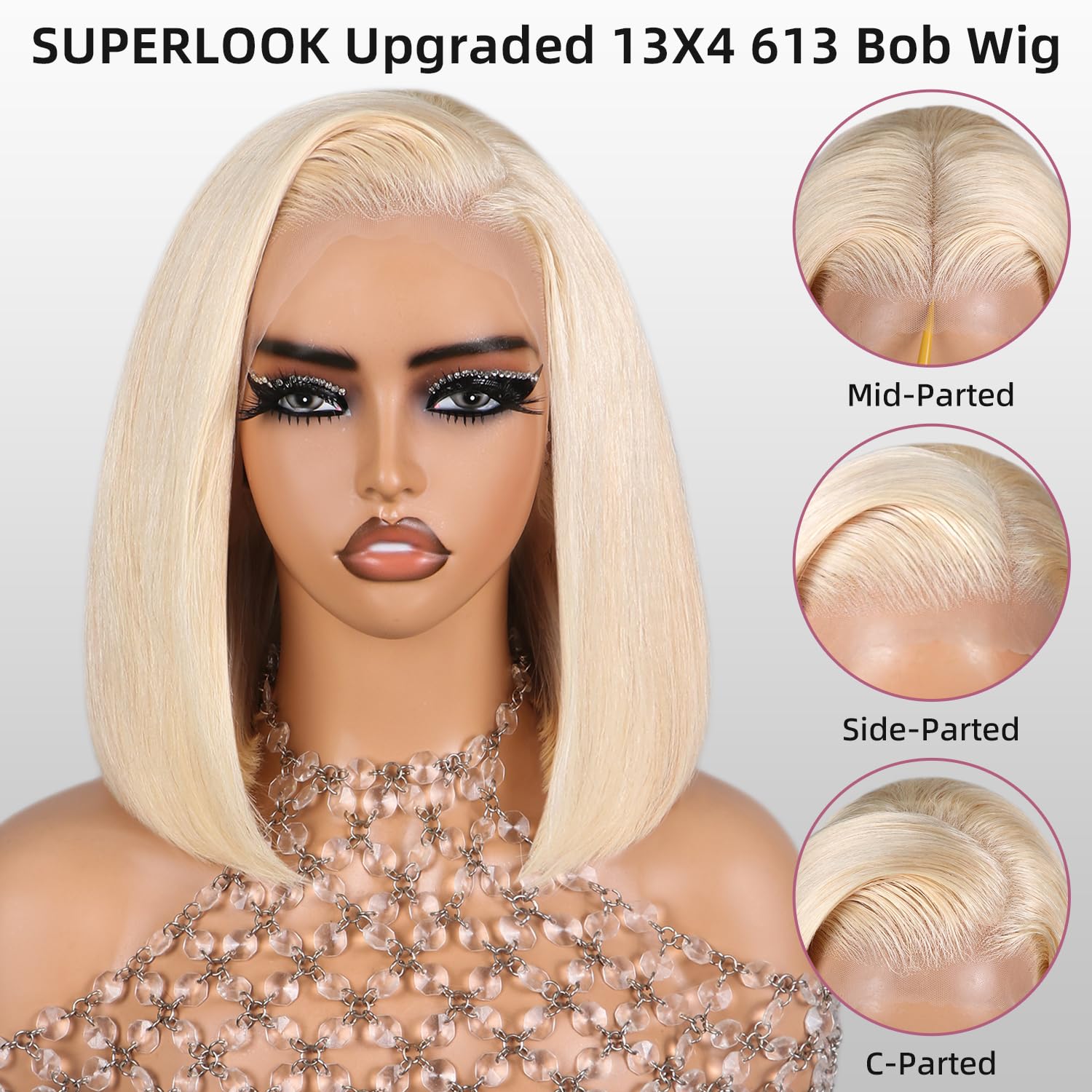 Blonde Bob Wig Human Hair 613 Lace Front Wig Human Hair 13X4 lace Front Bob Wig Pre Plucked With Baby Hair 210% Density 613 Short Bob Wigs for Women 10inch