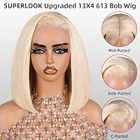 Vista 2 de Peluca de cabello humano rubio 613 con encaje frontal, peluca de cabello humano de 13 x 4 con encaje frontal, peluca Bob prearrancada con cabello