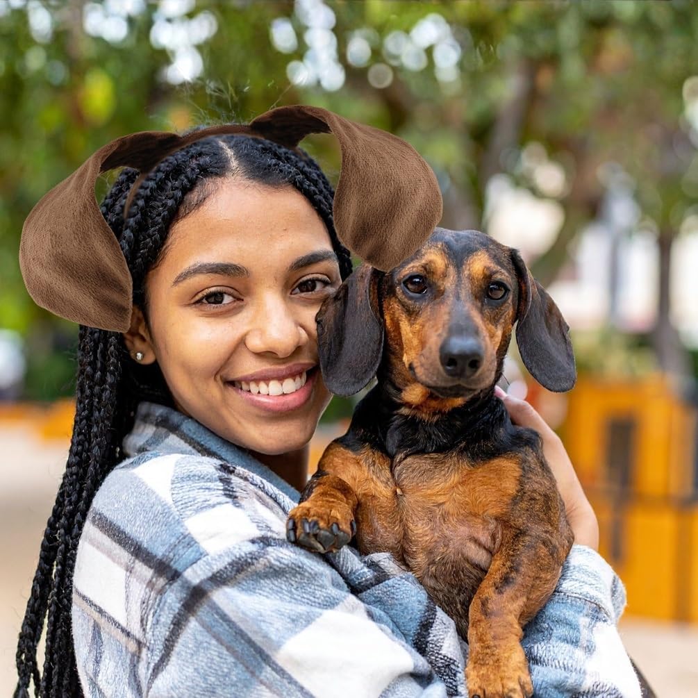 Brown Dog Ears and Tail Dog Ears Headband With Tail and Bow Tie, Puppy Ear Costume Headband Set for Halloween Festival Party Cosplay, with Bendable Design, Not a Toy, For users aged 15 and Above. - Image 3