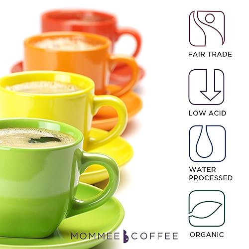 Miniatura 4 de Mommee Coffee Quarter Caf - Granos de café orgánicos enteros bajos en ácido, 100% arábica orgánico 14 Caff con sabor a caramelo suave, proceso