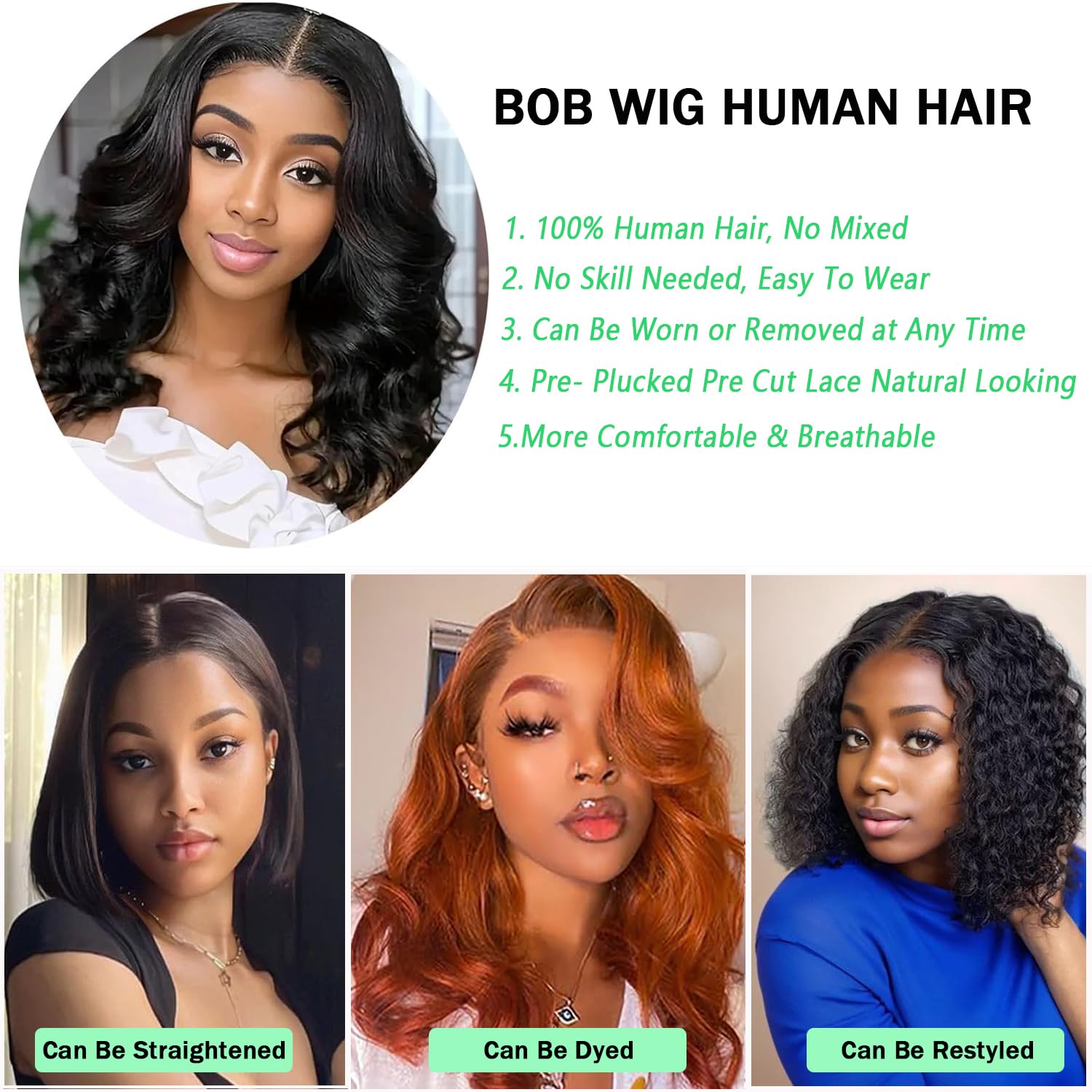 14 Inch Bob Wig Human Hair 13x6 Body Wave Lace Front Wigs Human Hair 200 Density HD Lace Frontal Wigs Short Body Wav Wigs for Women Pre Plucked Natural Black