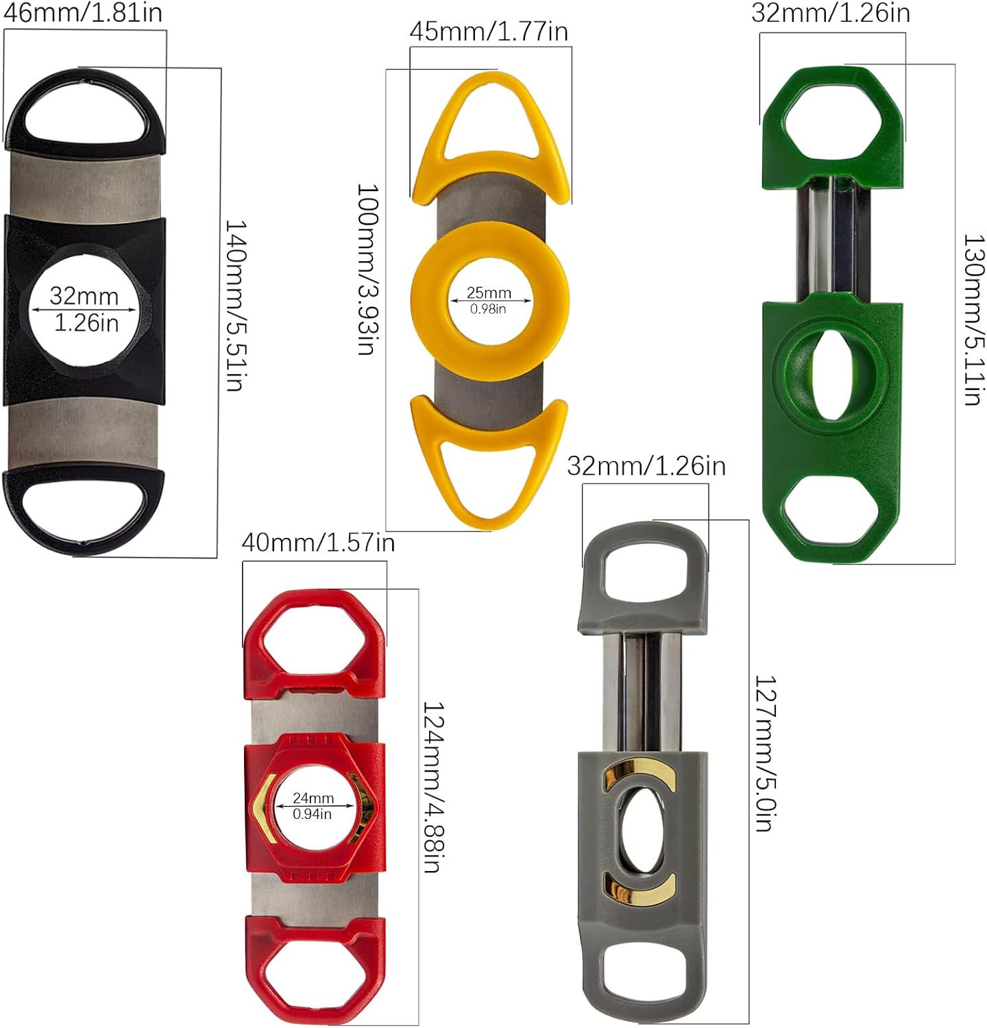 Cigar Cutter Guillotine Double Blade & Cigar Holder 2 in 1 Cigar Clippers Tool 5 Pack