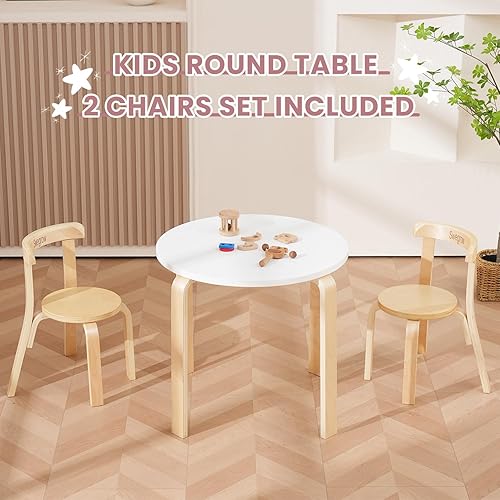 Miniatura 9 de Swegrow Juego de mesa y 2 sillas para niños, mesa y sillas de madera para niños y bebés, muebles de madera para niños para sala de juegoshogarkinder