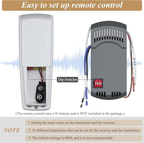 Miniatura 3 de Kit de control remoto universal para ventilador de techo, repuesto para Hampton Bay Harbor Breeze Hunter, compatible con UC7078T UC7067RC CHQ7078T