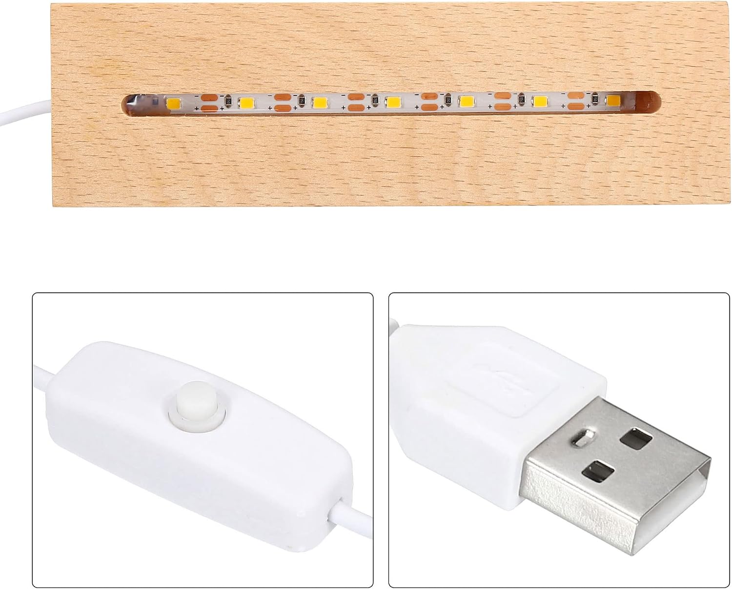 PATIKIL Wooden LED Light Base Stand - Image 4