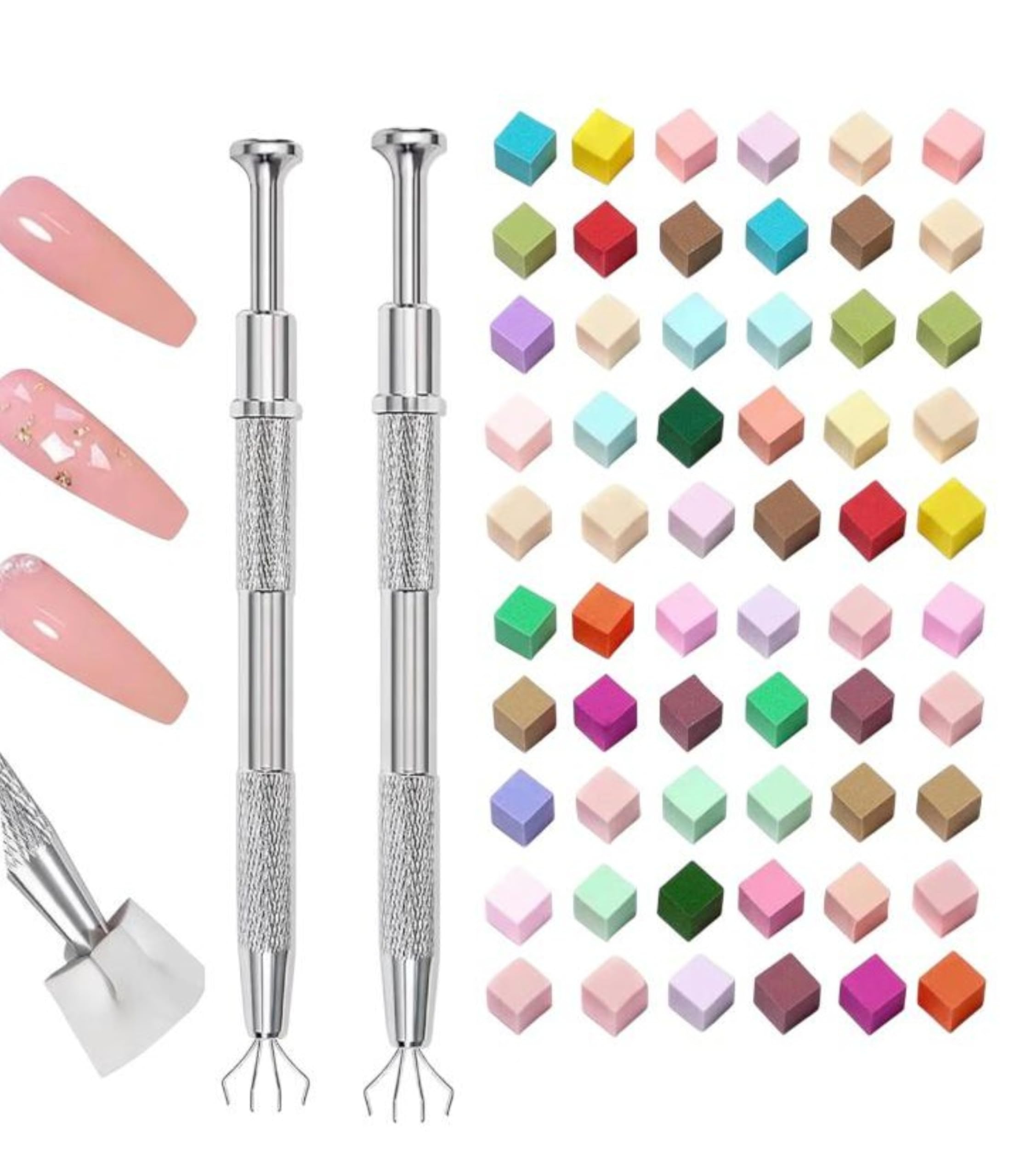 Bolt Bee Nail Sponge Set with 2 Metal Grabber & 100 Pcs Mini Replaceable Sponge Blocks | Cube Picker Nail Art Tools for Ombre Nails-image-27