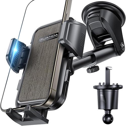 Soporte de teléfono para tablero de instrumentos para tu automóvil (+ gancho de ventilación)estable de grado militar Soporte de teléfono celular de