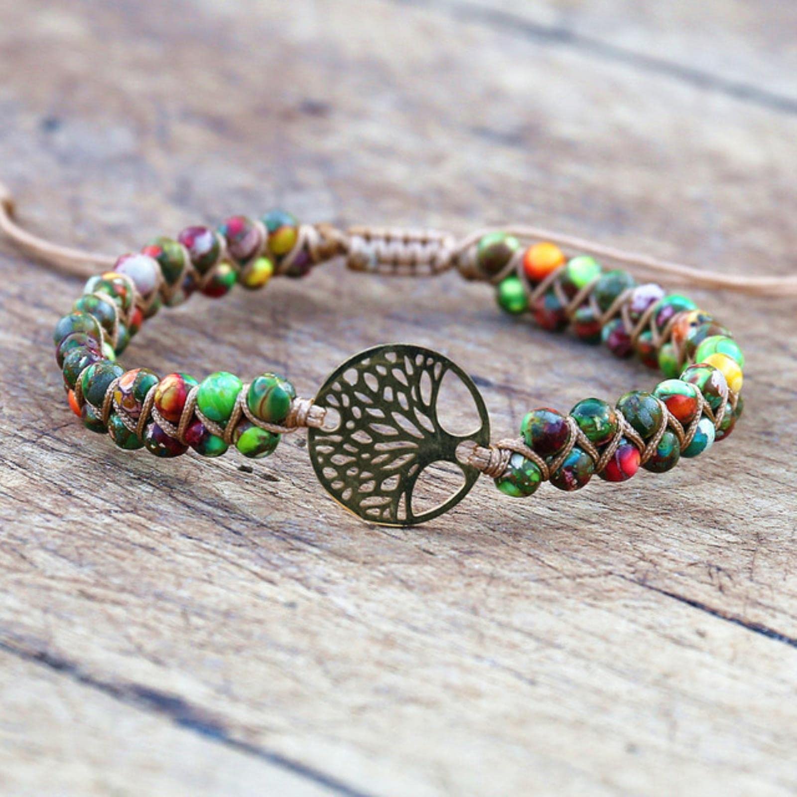 Diann A139green Handmade Bracelet Jewelry Beads Natural Stone Braided Bracelet Double Layer Strand Beaded Charm Bracelet