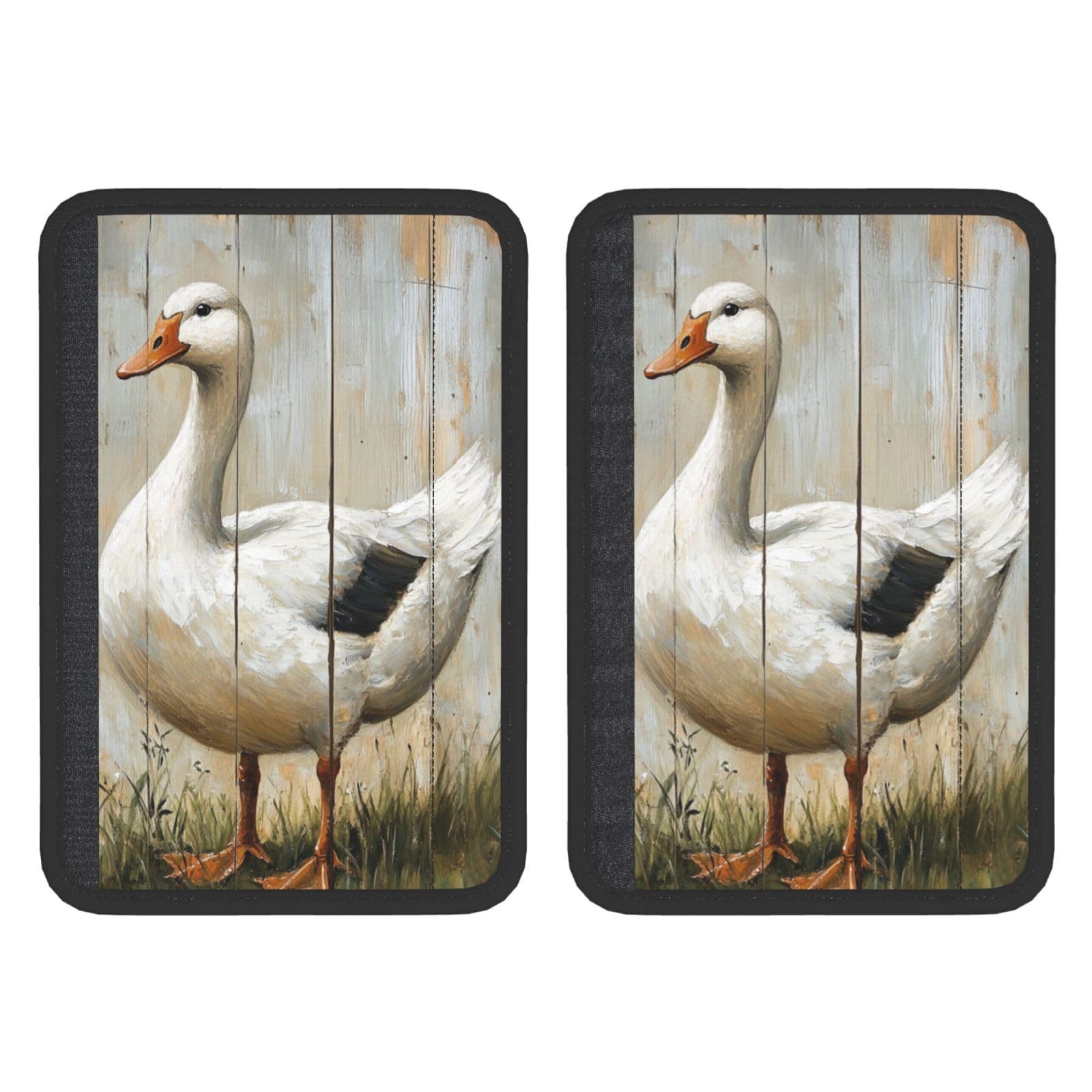 White Duck Standing On Grass Car Seat Belt Cover 2 Pack Seatbelt Strap Shoulder Pad Protector Universal Comfort for Car