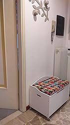 Cassapanca Portagiochi Leomark In Legno - 68x42x46 Cm, Bianco | Scatola Giocattoli Con Coperchio Di Sicurezza - Foto 10