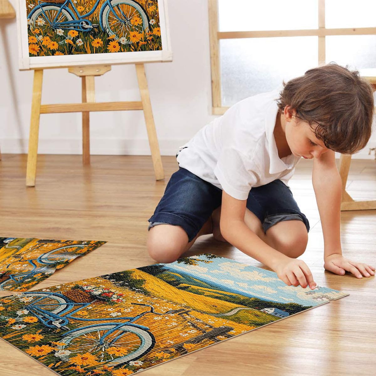 Puzzle da 2000 pezzi per adulti e adolescenti Fuga nella campagna dorata Fatto di carta，da 14 anni in su Difficile da completare ma divertente e umoristico Regalo di compleanno di Natale。