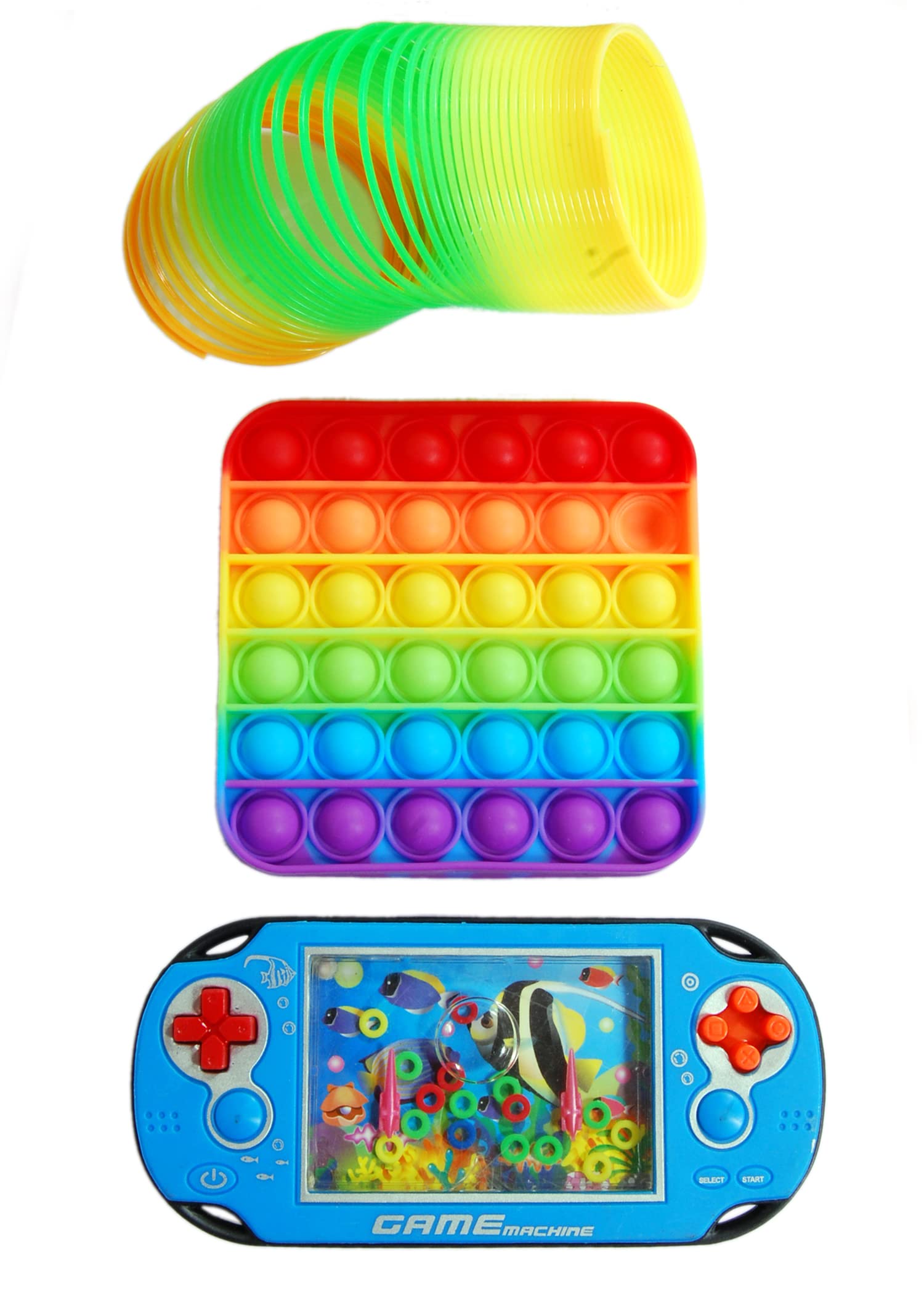 Piggie Present Park of 3 Set Big Push Pop Its Bubble Fidget Sensory Toy with Water Game and Ring Multicolor