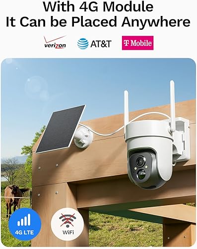 Miniatura 2 de LongPlus Cámara de seguridad celular solar 4G LTE inalámbrica, cámara de seguridad 2K sin WiFi, cámara inalámbrica para exteriores con batería