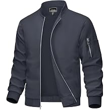 Men's Jacket Lightweight Windbreaker Bomber Jacket Windproof Casual Jacket Zip Up Coats Outwear with 5 Pockets