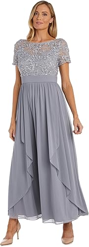 Soutache Cascade Evening Gown - Silver / 12
