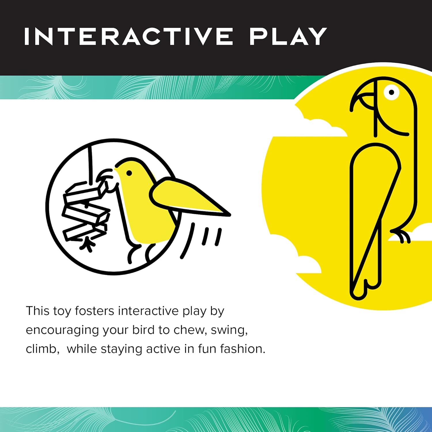 Caitec Bamboo Log Bird Chew Toy, Colorful & Entertaining, Great for Chewing, 27” x 16” x 4”, X-Large